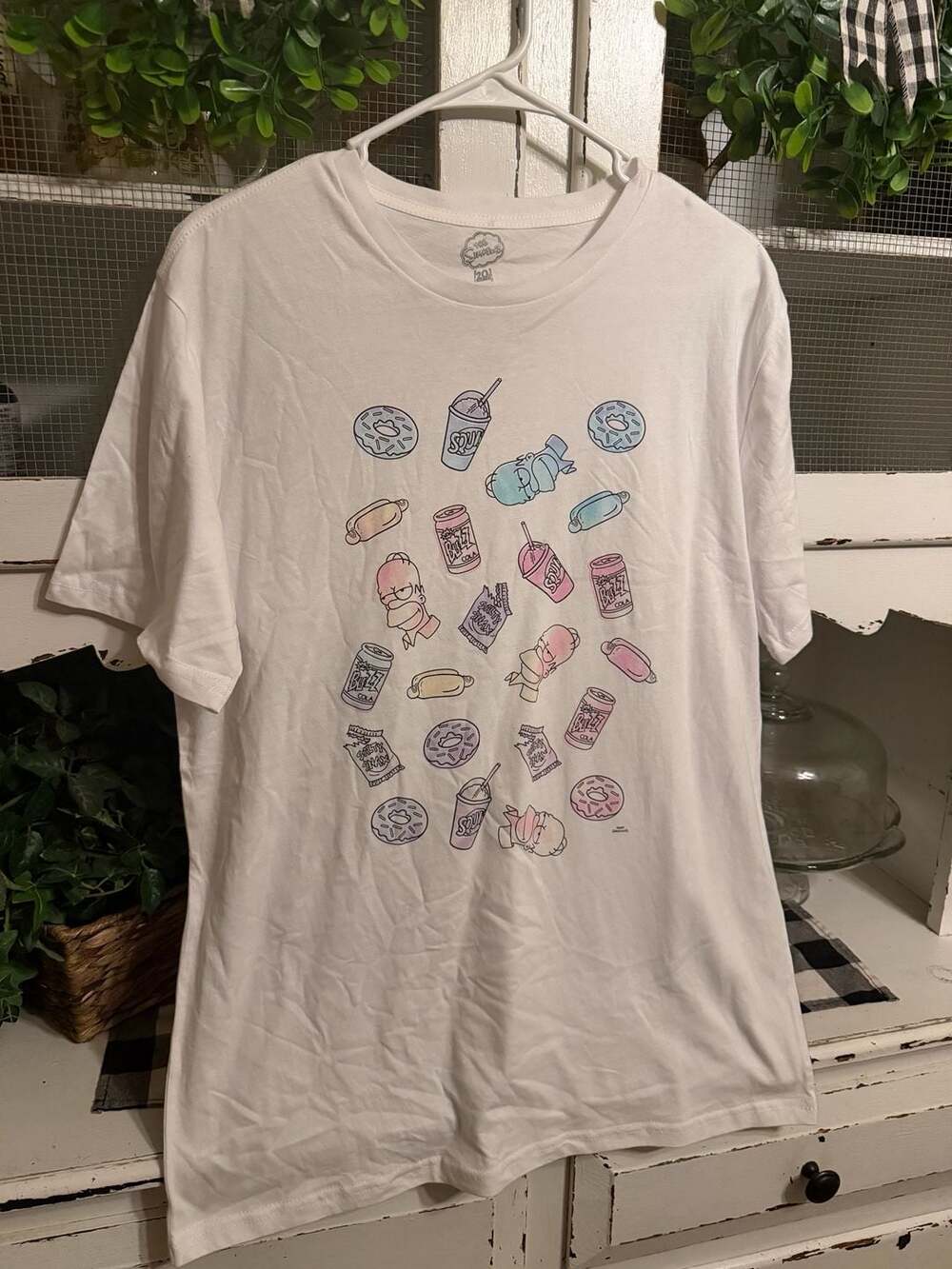 Neff The Simpsons Homer Snacks Graphic T-Shirt Size M White